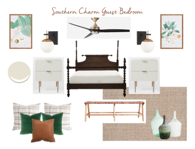 Southern Charm Guest Bedroom - Kate Brock Interiors eDesign