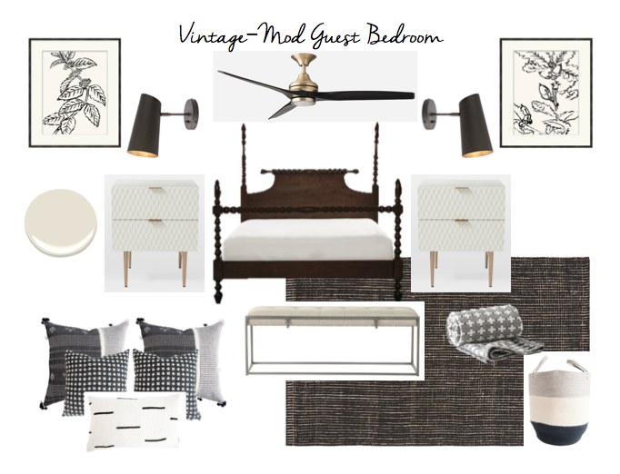 Vintage Mod Guest Bedroom - Kate Brock Interiors eDesign